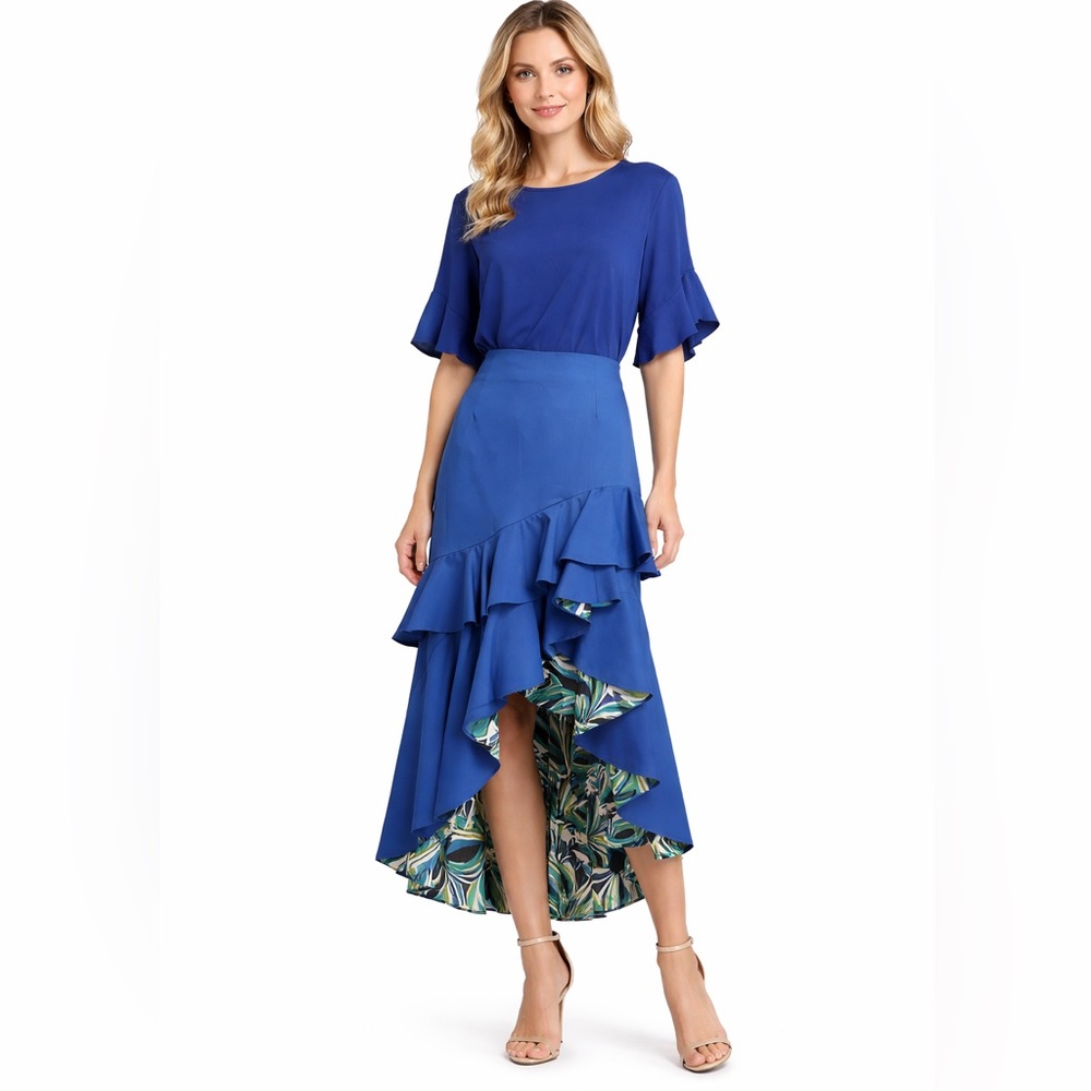 “Why Dress” Blue Ruffled Skirt size small